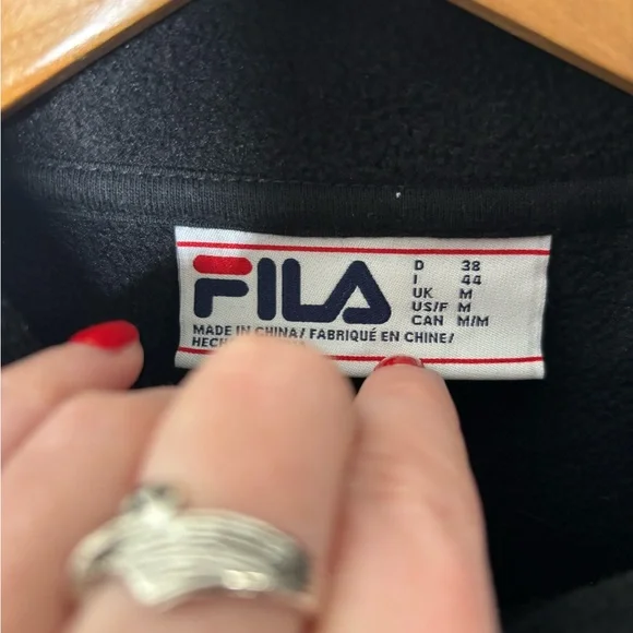 Fila black quarter zip colorful retro fleece sweater medium - Picture 4 of 4
